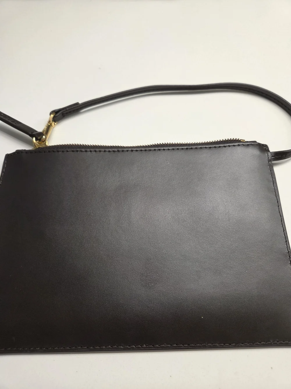 STAUD Brown Leather Wristlet Pouch with Gold Hardware